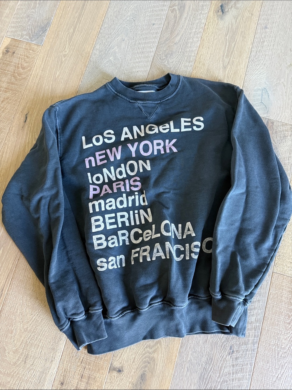 Black City Names Crew Sweatshirt - Classic Graphic Pullover